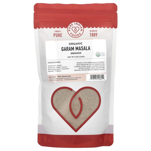 Pure Indian Foods, 유기농 가람 마살라, 분말 맛, 226g(8oz)