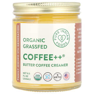 Pure Indian Foods, Coffee ++ ®, органические сливки для кофе с травяным маслом, 250 мл (8,5 жидк. Унции)