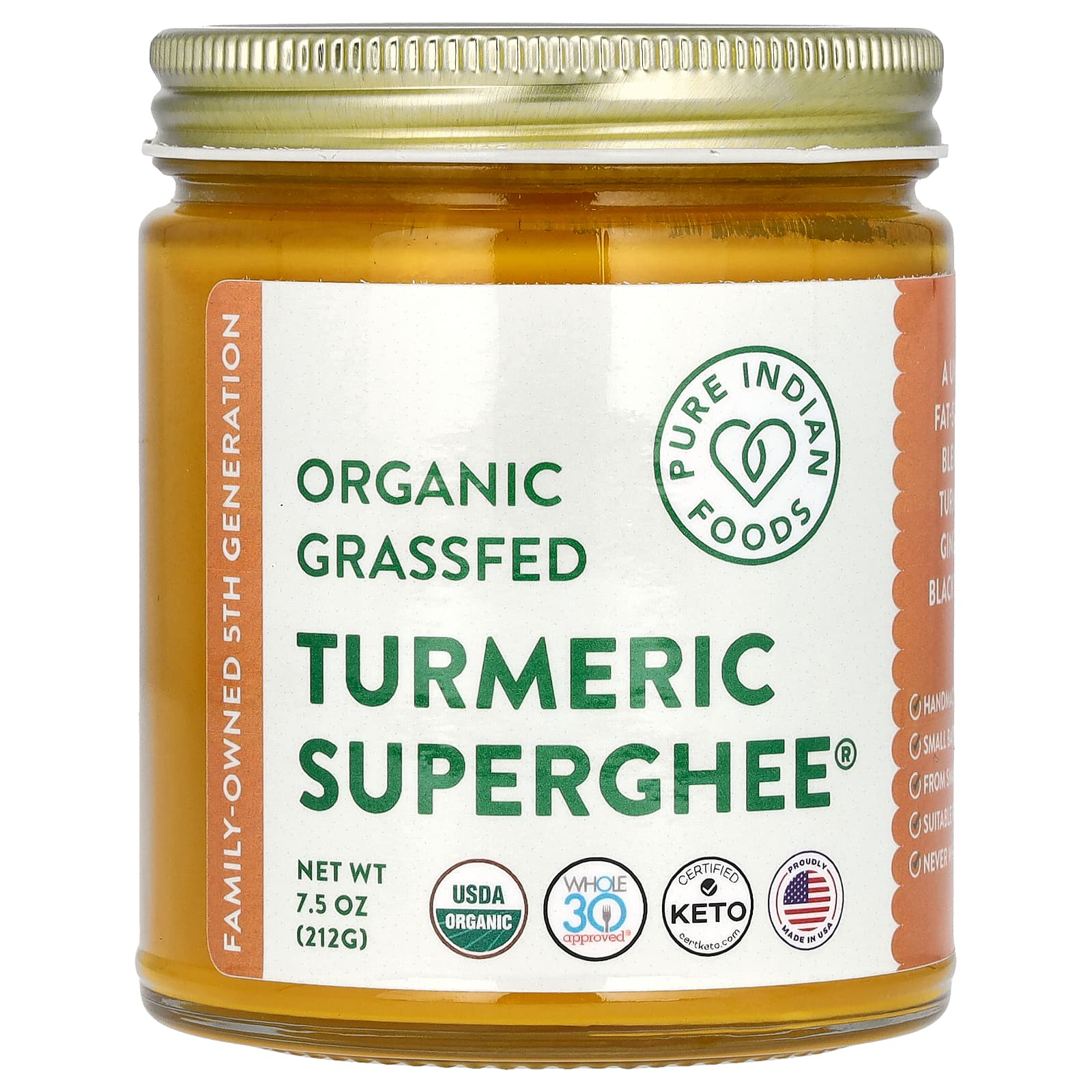 Pure Indian Foods Organic Grassfed Turmeric Superghee Oz G