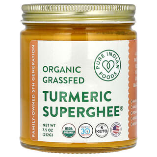 Pure Indian Foods, Organic Grassfed Turmeric Superghee, Bio-Kurkuma-Superghee von grasgefütterten Kühen, 212 g (7,5 oz.)