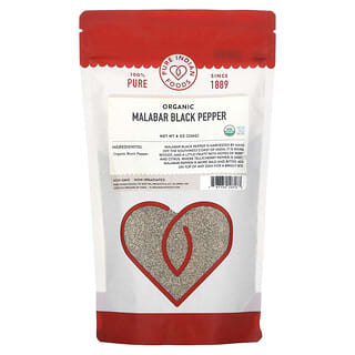 Pure Indian Foods, Pimienta negra Malabar orgánica`` 226 g (8 oz)