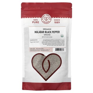 Pure Indian Foods, Organiczny pieprz czarny malabar, 226 g