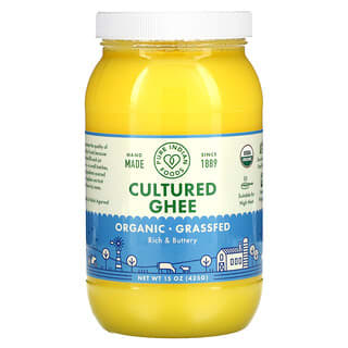 Pure Indian Foods, 발효 기(Cultured Ghee), 방목 & 유기농, 15 oz (425 g)
