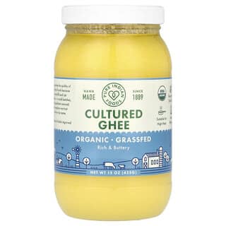 Pure Indian Foods, Cultured Ghee, alimentado con hierbas y orgánico, 15 onzas (425g)