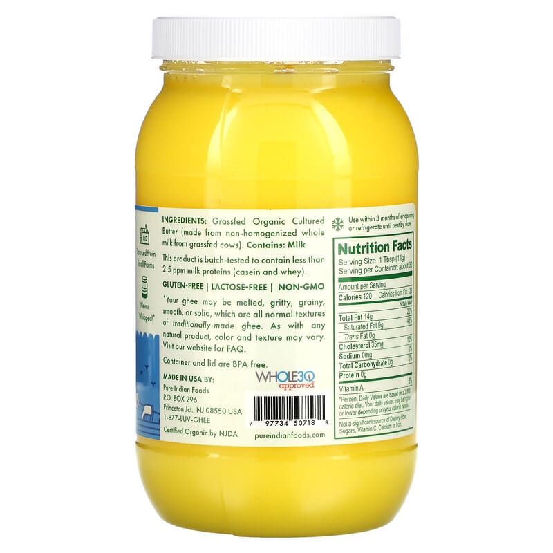 Organic Cultured Ghee, 13.5 fl oz / 400 ml