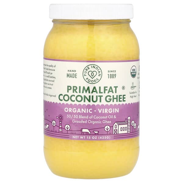 Pure Indian Foods, 유기농 & 버진 PrimalFat 코코넛 기, 425g(15oz)