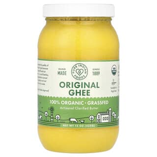 Pure Indian Foods, Ghee original nourri à l'herbe à 100 % biologique, 425 g