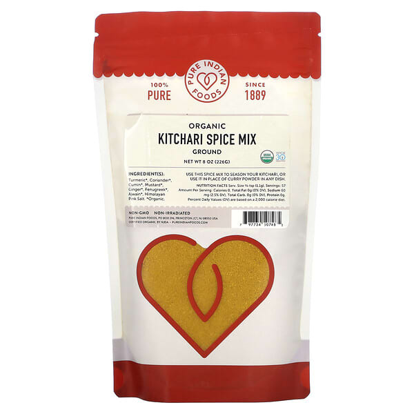 Pure Indian Foods, 유기농 키차리 스파이스 믹스, 분말 맛, 226g(8oz)