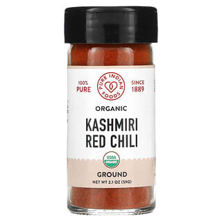 Pure Indian Foods, Pimenta Chili Orgânica da Caxemira, Terra, 65 g (2,3 oz)