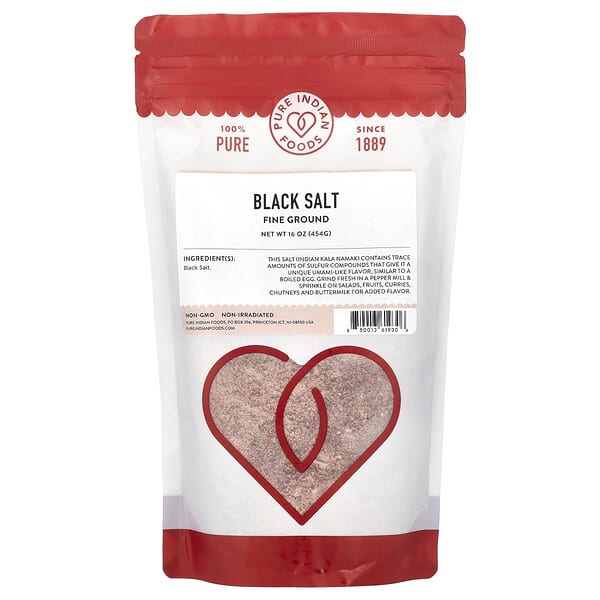 Pure Indian Foods, 블랙 솔트, 가는소금, 454g(16oz)