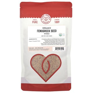 Pure Indian Foods, Semente de Fenacho Orgânico, Inteiro, 226 g (8 oz)