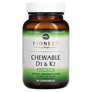 Pioneer Nutritional Formulas, Chewable D3 & K2, Natural Spearmint, 90 Chewables