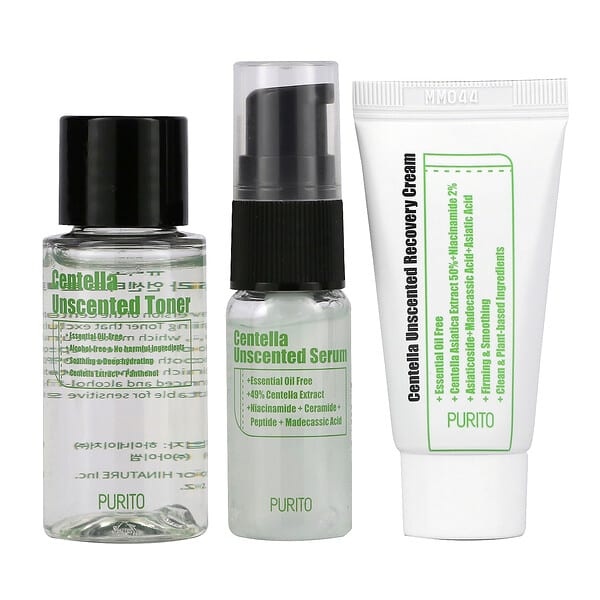 Purito, Centella Unscented Mini Kit, 3 Piece Kit