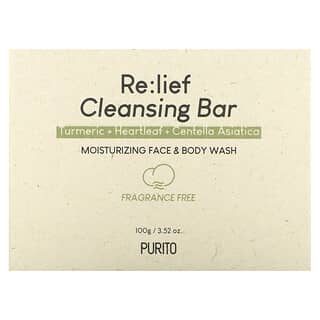 Purito, Re:lief Cleansing Bar Soap, Fragrance Free, 3.52 oz (100 g)