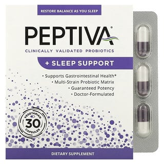 Peptiva, Clinically Validated Probiotics + Sleep Support, 30 Vegetarian Capsules
