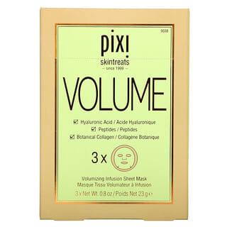 Pixi Beauty, Skintreats، معزز امتلاء الوجه بالكولاجين، قناع تجميلي بتركيبة لزيادة امتلاء الوجه، 3 أقنعة، 0.80 أونصة (23 جم) لكل قناع