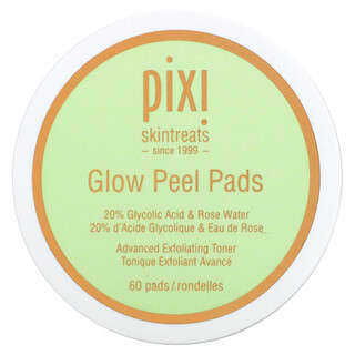Pixi Beauty, Glow Peel Pads, Tratamento Esfoliante Avançado, 60 Esponjas