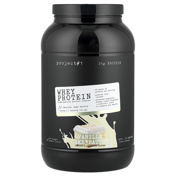 Project 1 Nutrition, сироватковий протеїн, високоякісний протеїновий комплекс, ванільний тісто для кексів, 907 г (2 фунти)