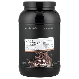 Project 1 Nutrition, Proteína de suero de leche, Complejo proteico de alta calidad, Chocolate suizo, 907 g (2 lb)