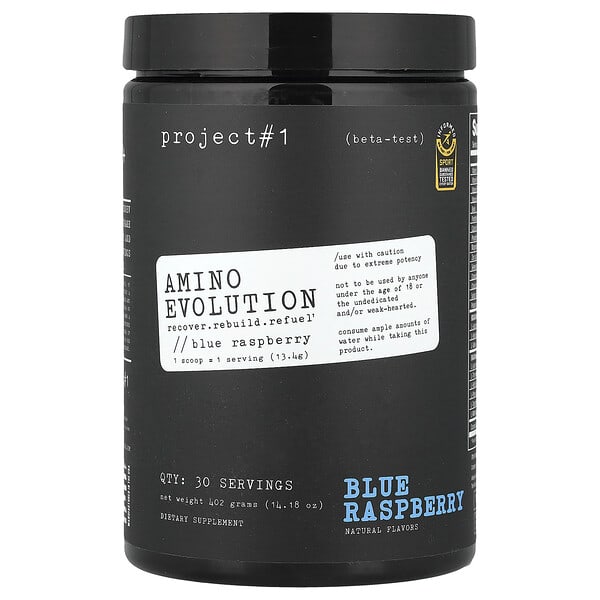 Project 1 Nutrition, Amino E볼루션, 블루 라즈베리, 402g(14.18oz)