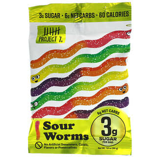 Project 7, Sour Worms, 1.8 oz (50 g)