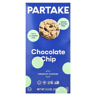 Partake, Crunchy Cookies, Chocolate Chip, 5.5 oz (156 g)