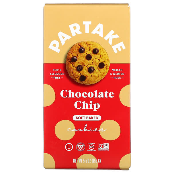 Partake, Soft Baked Cookies, Chocolate Chip, 156 g (5,5 oz.)