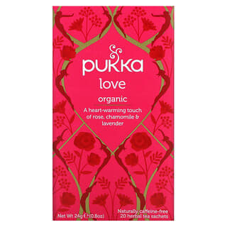 Pukka Herbs, 有机玫瑰，洋甘菊薰衣花草茶，无咖啡萃取，20茶包，0.8盎司（24克）