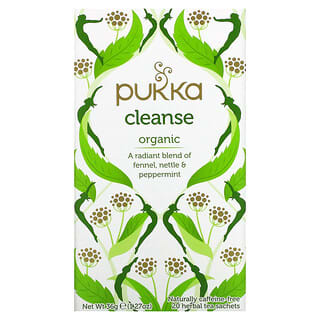 Pukka Herbs, Organic Herbal Tea, Cleanse, Caffeine Free, 20 Sachets, 0.06 oz (1.8 g) Each