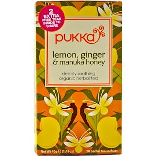 Pukka Herbs, Organic Herbal Tea, Lemon, Ginger & Manuka Honey, 20 Tea Sachets, 1.41 oz (40 g)