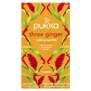 Pukka Herbs, Chá de Ervas Orgânicas, Três Gengibre, Sem Cafeína, 20 Sachês, 36 g (1,27 oz)