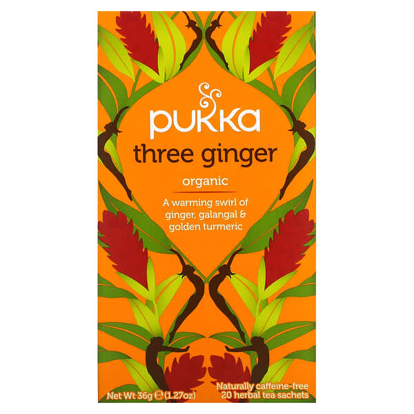 Pukka Herbs, スリージンジャーハーバルティー、カフェインフリー、20袋、1.27 oz (36 g)