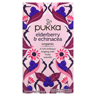 Pukka Herbs, Organic Herbal Tea, Elderberry & Echinacea, 20 Sachets, 0.07 oz (2 g) Each