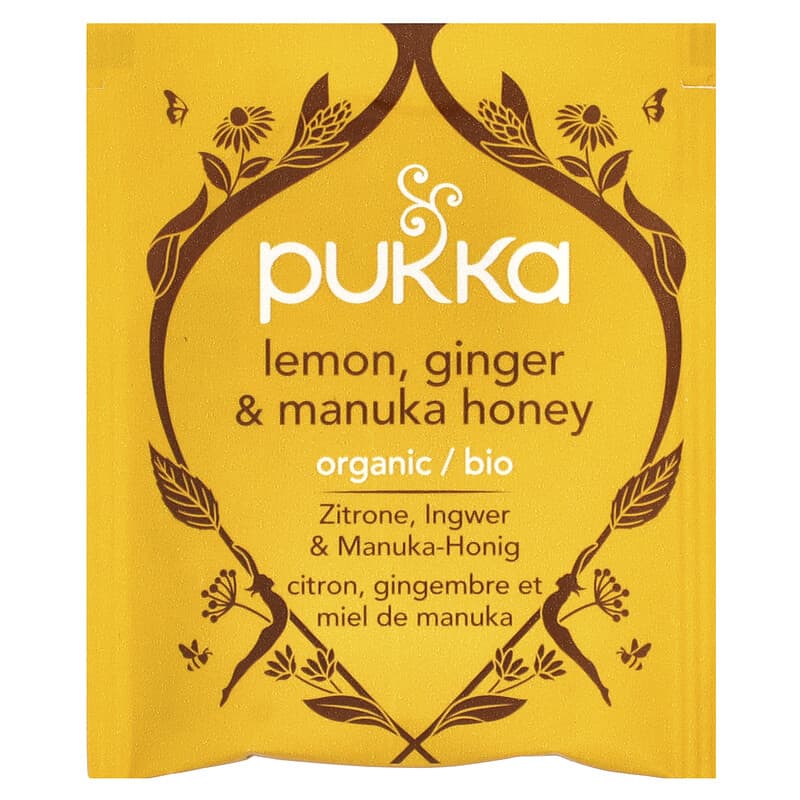 オーガニックハーブティー、レモンジンジャー＆マヌカハニー、カフェ