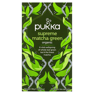 Pukka Herbs, Té verde orgánico, Té verde matcha supremo, 20 sobres, 1,5 g (0,05 oz) cada uno