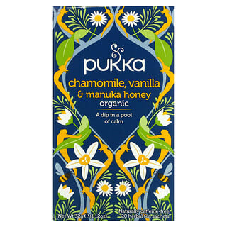 Pukka Herbs, Thé à la camomille, à la vanille et au miel de manuka, Sans caféine, 20 Sachets de thé aux herbes, 32 g