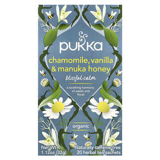 Pukka Herbs, Organic Herbal Tea, Chamomile, Vanilla & Manuka Honey, Caffeine Free, 20  Sachets, 1.12 oz (32 g)