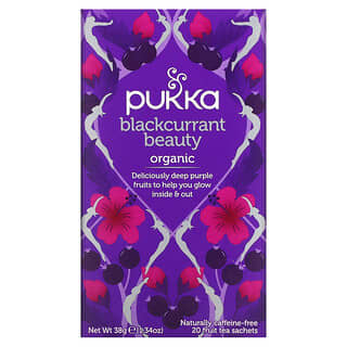 Pukka Herbs, جمال الكشمش الأسود العضوي، خالٍ من الكافيين، 20 كيس شاي فواكه، 1.34 أوقية (38 جم)