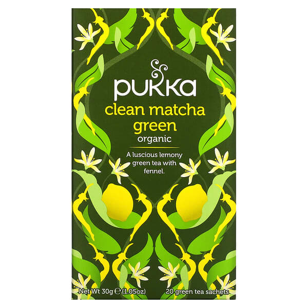 Pukka Herbs, Organic Green Tea, Clean Matcha Green, 20 Sachets, 1.05 oz