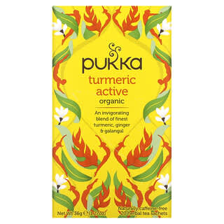 Pukka Herbs, Organic Turmeric Active, Caffeine Free, 20 Herbal Tea Sachets, 0.06 oz (1.8 g) Each
