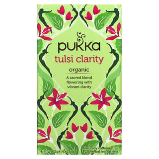Pukka Herbs, Té de hierbas orgánicas, Tulsi Clarity, Sin cafeína, 20 sobres, 36 g (1,27 oz)