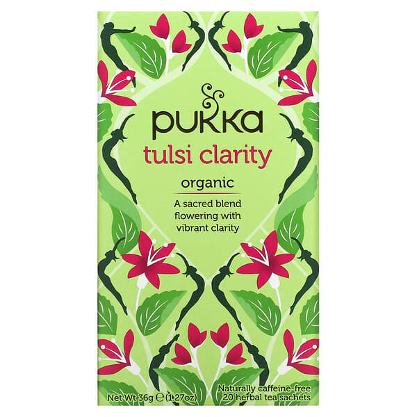 Pukka Herbs, オーガニック トゥルシークラリティ、カフェインフリー、ハーブティーバッグ20袋、36g（1.27オンス）