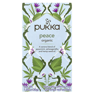 Pukka Herbs, Tisane biologique, Paix, Sans caféine, 20 sachets de thé, 30 g