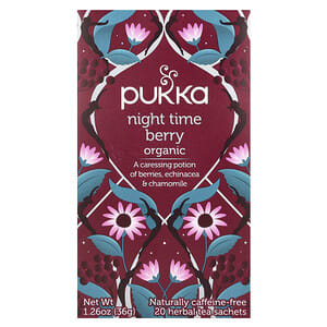 Pukka Herbs, Herbal Tea, Organic Night Time Berry, Caffeine-Free , 20 Tea Sachets, 1.26 oz (36 g) Each