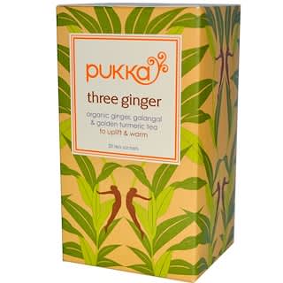 Pukka Herbs, Three Ginger, Caffeine Free, 20 Tea Sachets, 1.27 oz (36 g)