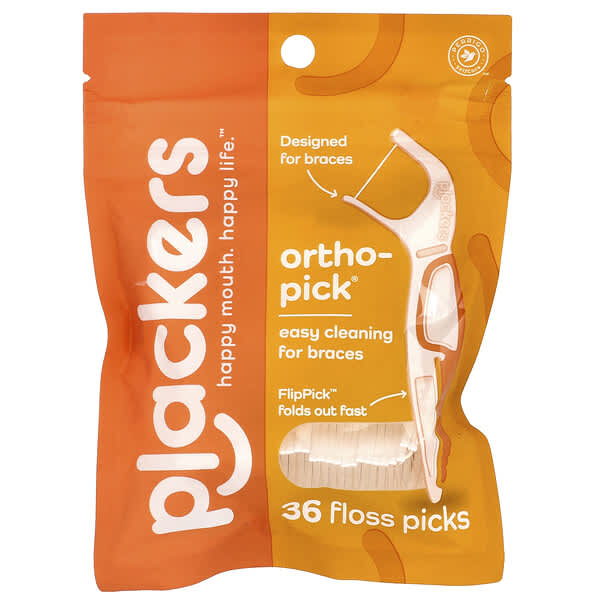 Plackers, Orthopick®, Bâtonnets à fil dentaire, 36 pièces