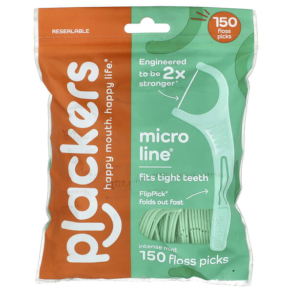 Plackers‏, ®Micro Line, סימון דנטלי, בטעם מנטה, 150 יחידות