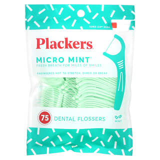 Plackers, Micro Mint, Fil dentaire, Menthe, 75 pièces