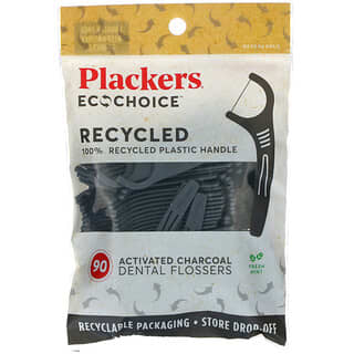 Plackers, EcoChoice، الفحم المنشط، خيوط تنظيف الأسنان، النعناع المنعش، 90 خيطًا