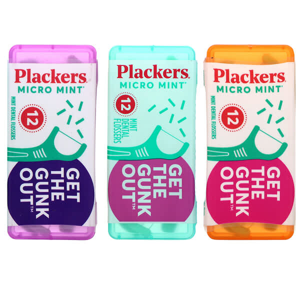 Plackers‏, Micro Mint, Mint Dental Flossers, 12 Count
